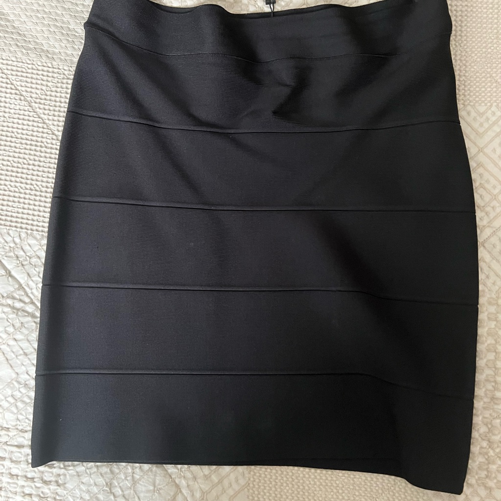 Bcbgmaxazria Black Ribbed Mini Pencil Skirt